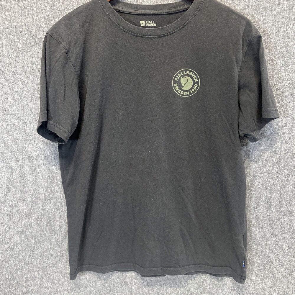 Fjallraven Mens Medium Black Short Sleeve Crewneck Graphic T Shirt Cotton Blend